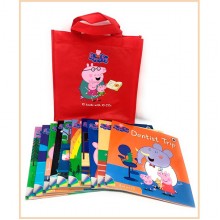 Peppa Pig 10 books with 10 CDs in a red bag