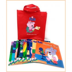 Peppa Pig 10 books with 10 CDs in a red bag