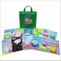 Peppa Pig 10 books collection in a green bag