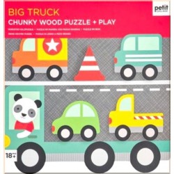 Petit Collage Big Truck Chunky Wood Puzzle + Play
