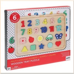 Petit Collage Numbers + Shapes + Colors Wooden Tray Puzzle